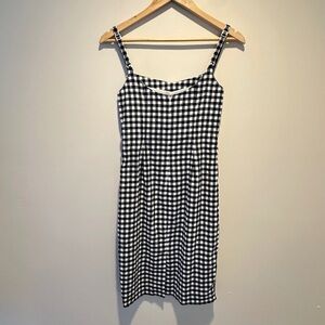 J. Crew Black and White Gingham Midi Dress